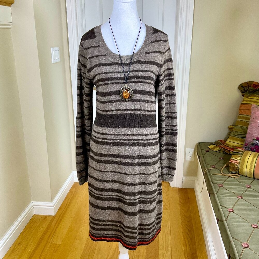 Peruvian Connection Brown Striped Dress